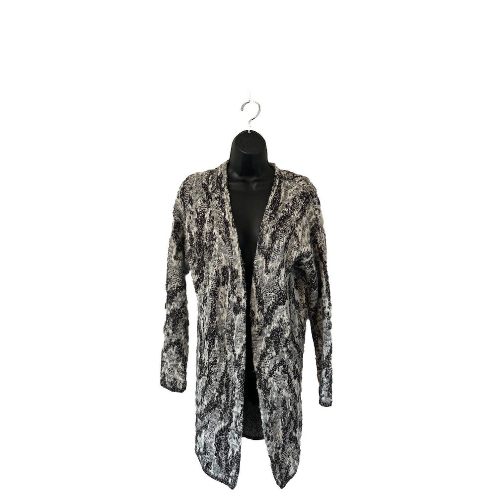 Lucky Brand Cardigan Sweater Womens Size Small Black And White Open Wool Blend